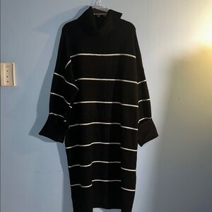NWT Ava & Viv Black and White Striped Women's Turtleneck  Sweater Dress Size 2x